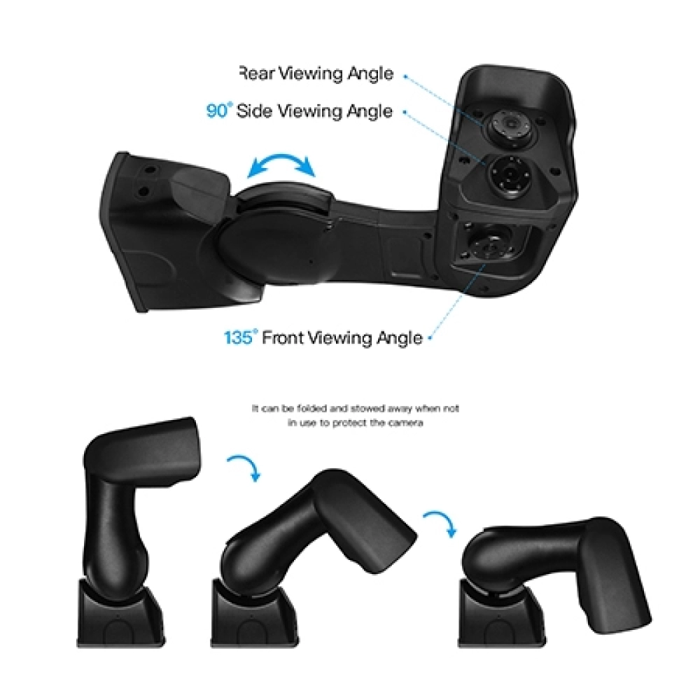 High-definition car, bus, truck side-view mirror with 1080P triple-lens camera