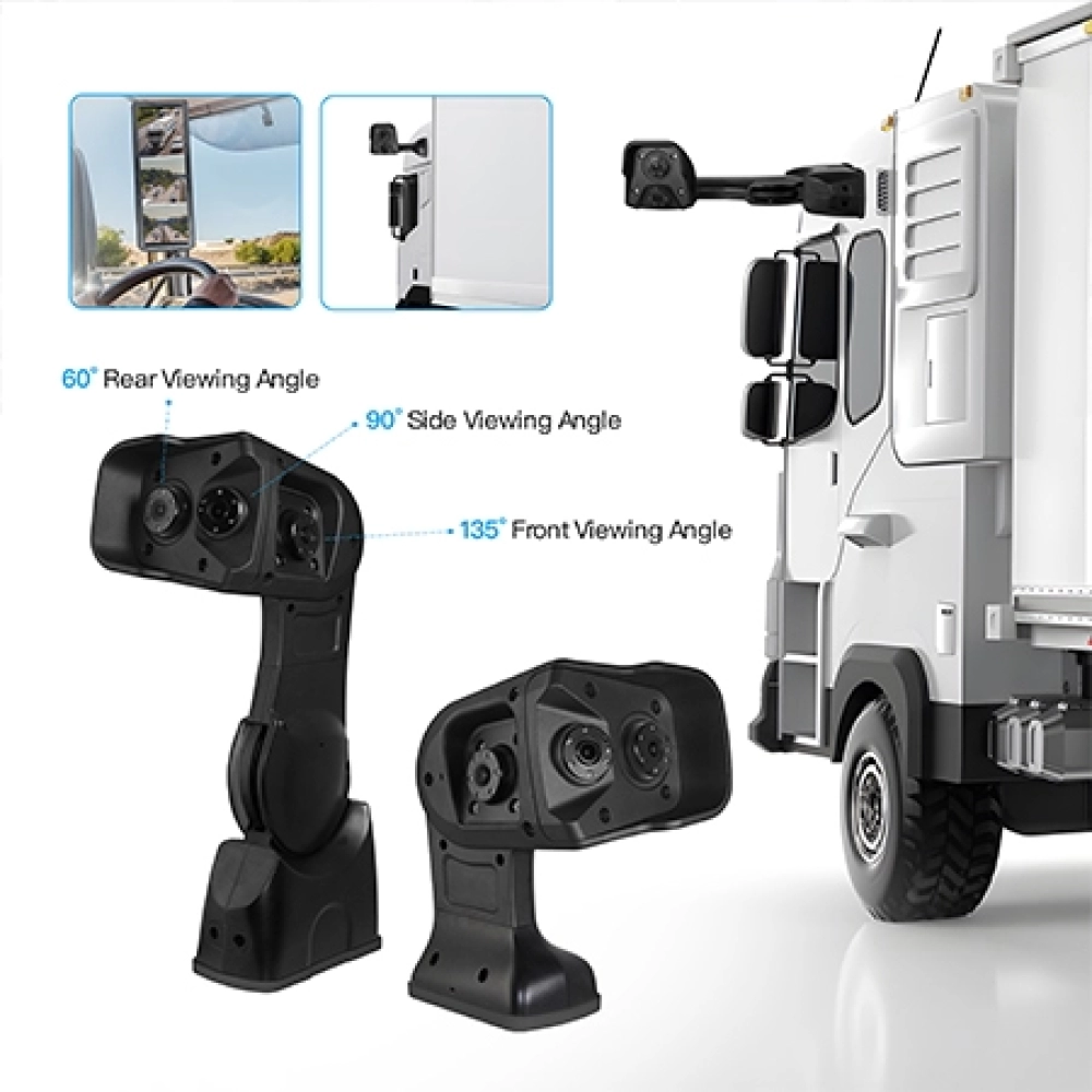 High-definition car, bus, truck side-view mirror with 1080P triple-lens camera